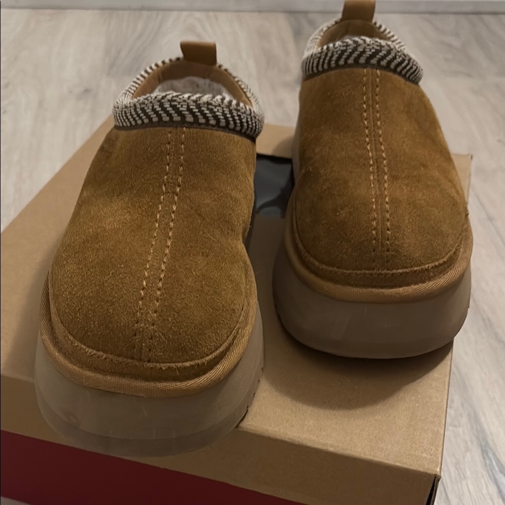 Womens Tan Suede Slip-On Shoes